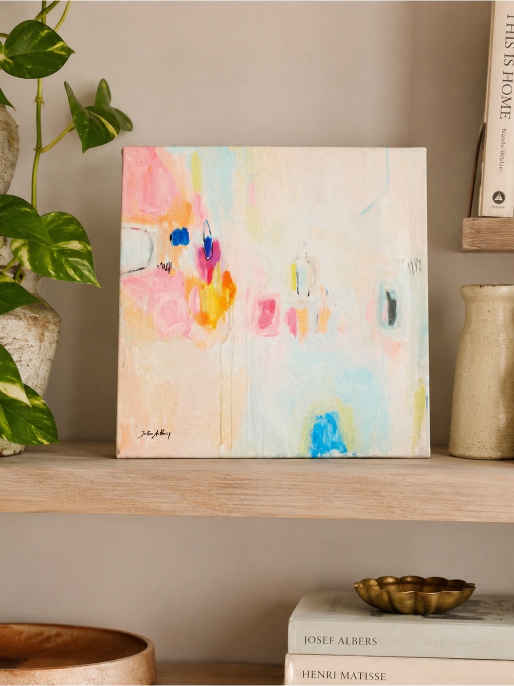 Rosa Abstract by artist Jolina Anthony Colorful Abstract Canvas Painting